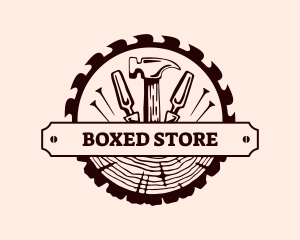 Log Carpentry Tools logo design