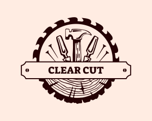 Log Carpentry Tools logo design