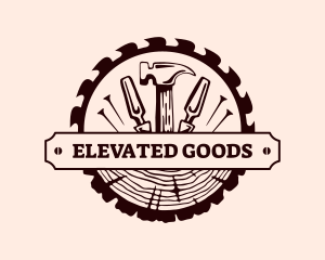 Log Carpentry Tools logo design