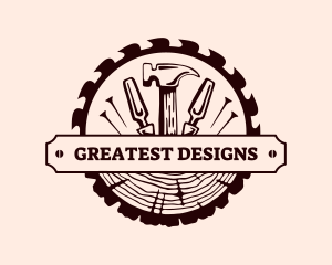 Log Carpentry Tools logo design