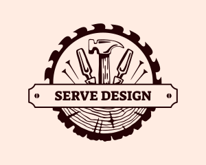 Log Carpentry Tools logo design