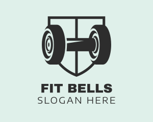 Fitness Barbell Shield  logo design