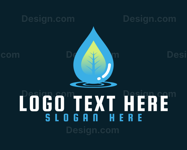 Water Droplet Leaf Logo