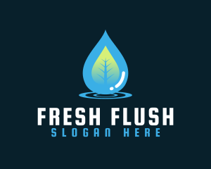 Water Droplet Leaf logo design