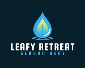 Water Droplet Leaf logo design