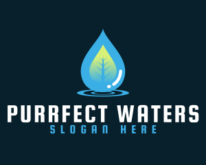 Water Droplet Leaf logo design