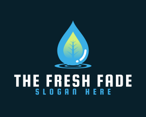 Water Droplet Leaf logo design