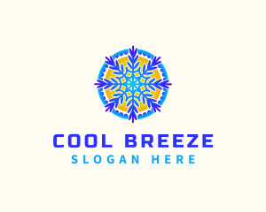 Snowflake Sun HVAC logo design