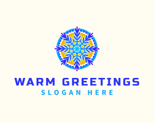 Snowflake Sun HVAC logo design