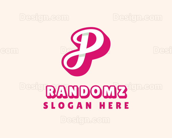 Pink Cursive Letter P Logo