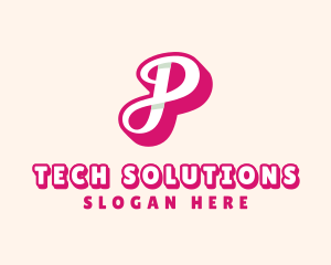 Pink Cursive Letter P Logo