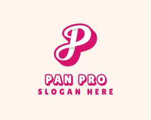 Pink Cursive Letter P logo design