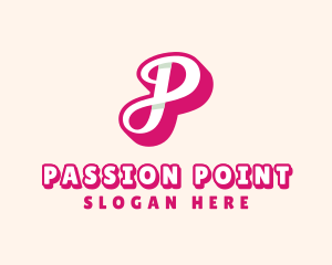 Pink Cursive Letter P logo design