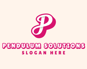 Pink Cursive Letter P logo design