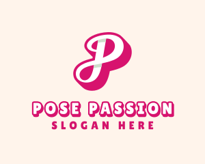 Pink Cursive Letter P logo design