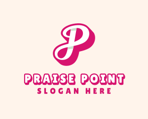 Pink Cursive Letter P logo design