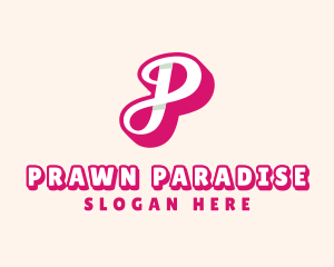 Pink Cursive Letter P logo design