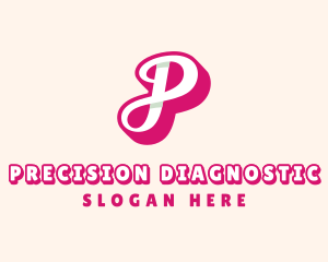 Pink Cursive Letter P logo design