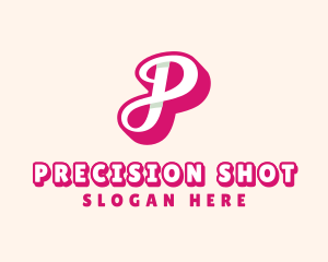 Pink Cursive Letter P logo design