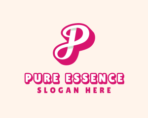 Pink Cursive Letter P logo design