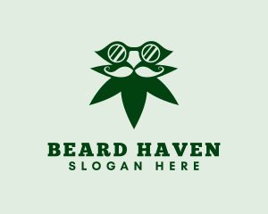 Marijuana Beard Eyeglass logo design