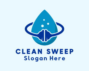 Plunger Water Cleaning Droplet logo design