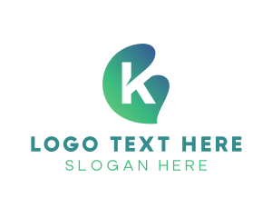 Gradient Leaf Letter K logo design