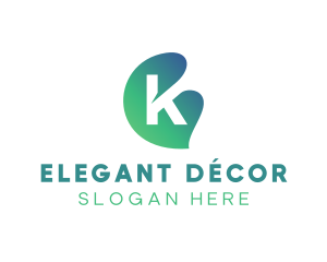 Gradient Leaf Letter K logo design