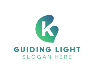 Gradient Leaf Letter K logo design