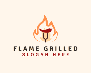 Fire Chili Grilling logo design