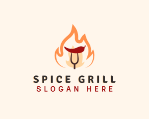 Fire Chili Grilling logo design