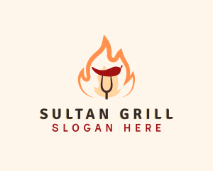 Fire Chili Grilling logo design