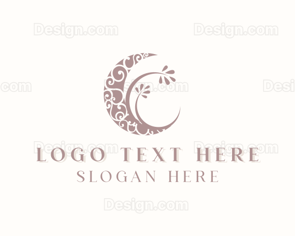 Creative Moon Swirl Leaf Logo