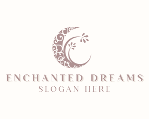 Creative Moon Swirl Leaf logo