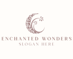 Creative Moon Swirl Leaf logo design