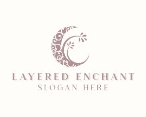 Creative Moon Swirl Leaf logo design