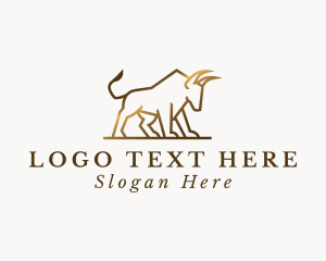 Golden Bull Animal logo design