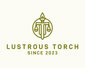 Justice Scale Torch logo design