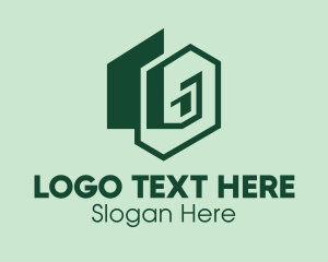 Green Geometric House  logo