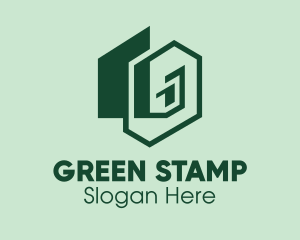 Green Geometric House  logo design