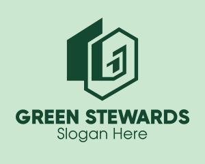 Green Geometric House  logo design