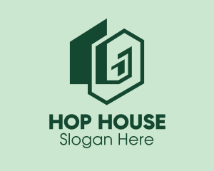 Green Geometric House  logo design