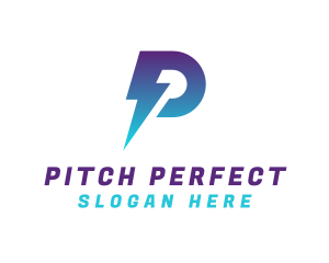 Blue Lightning Letter P logo design