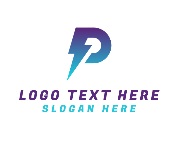 Blue Lightning Letter P logo