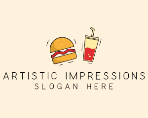 Burger Drink Fast Food  logo design