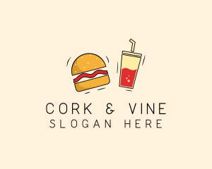 Burger Drink Fast Food  logo design