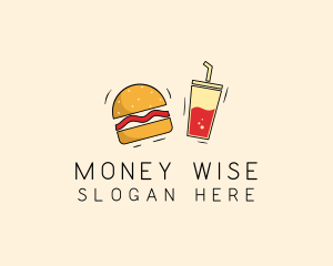 Burger Drink Fast Food  logo design