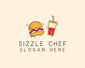 Burger Drink Fast Food  logo design