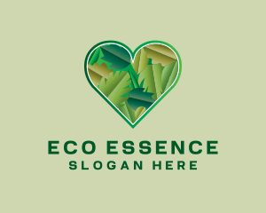 Eco Heart Leaves logo design