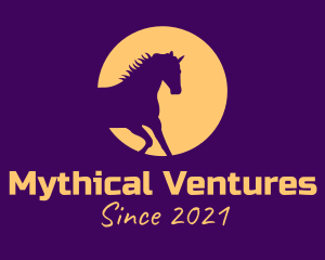 Yellow Mythical Unicorn  logo design